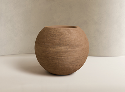 Natural brown textured round planter